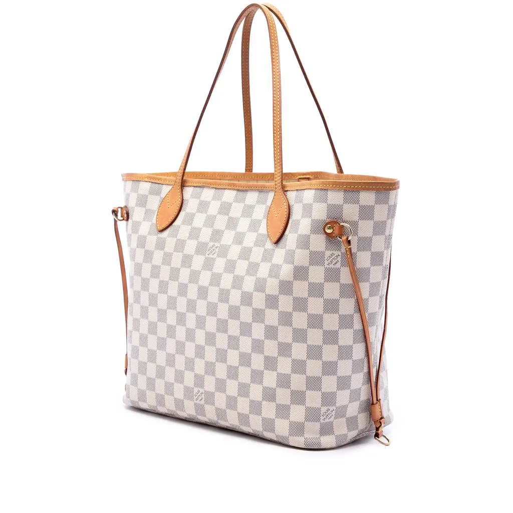 Louis Vuitton Damier Azur Neverfull MM White Canvas Very good - Back View