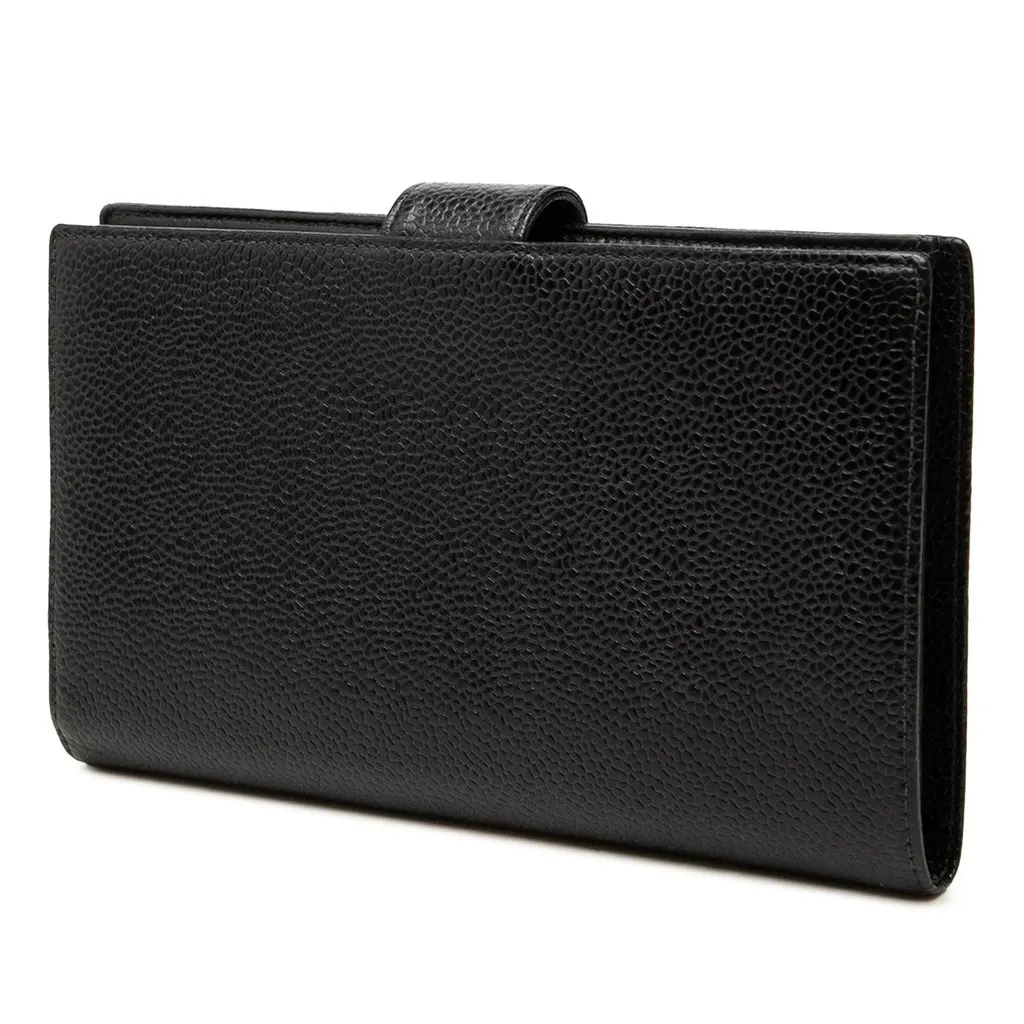Chanel CC Caviar French Long Wallet Black Leather Very good - Back View