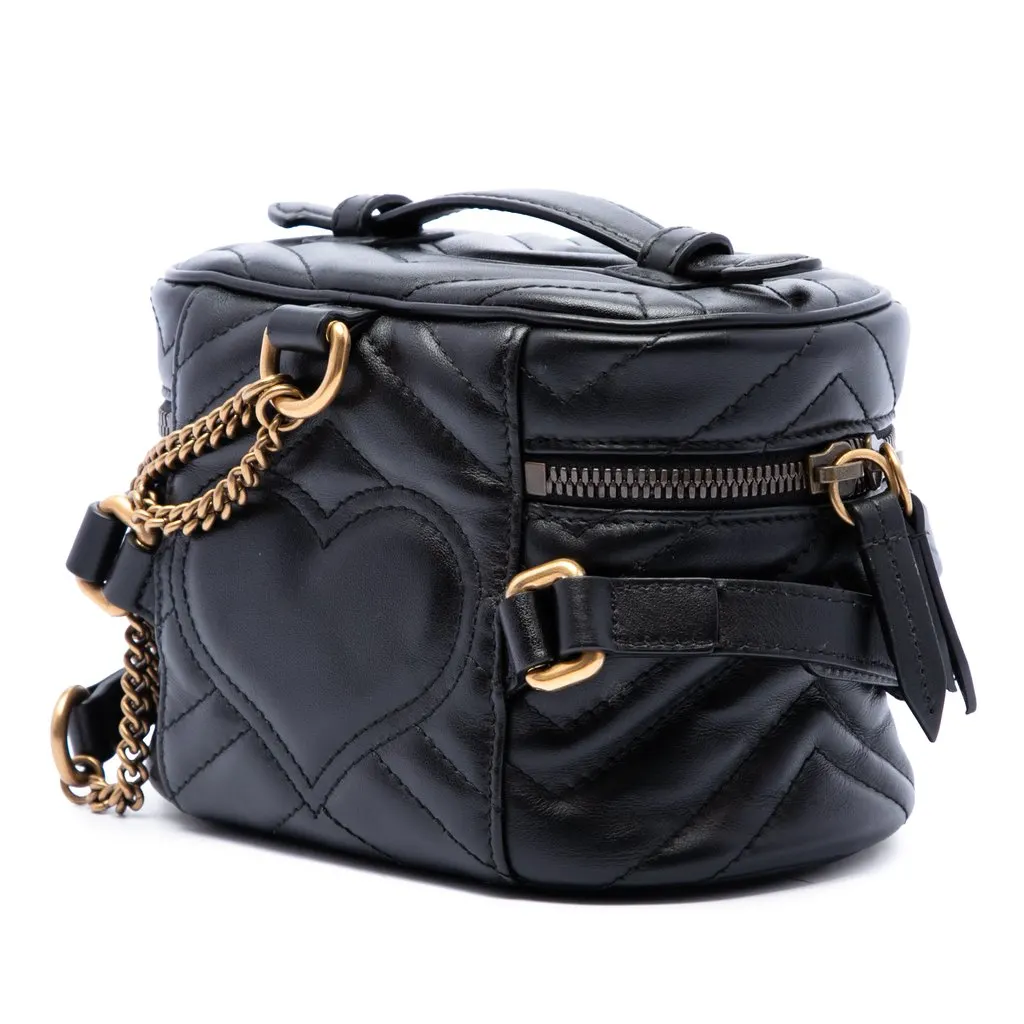 Gucci Mini GG Marmont Matelasse Calfskin Round Backpack Black Leather Very good - Back View