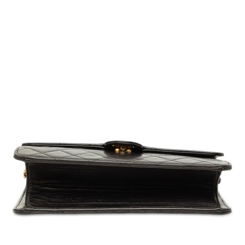 Chanel Medium CC Quilted Lambskin Single Flap Black Leather Very good - Inside View