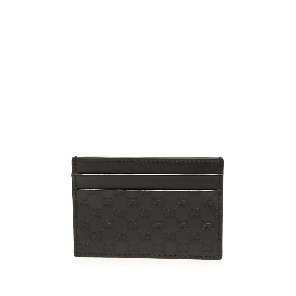 Gucci Microguccissima Card Holder Black Leather Very good - Front View
