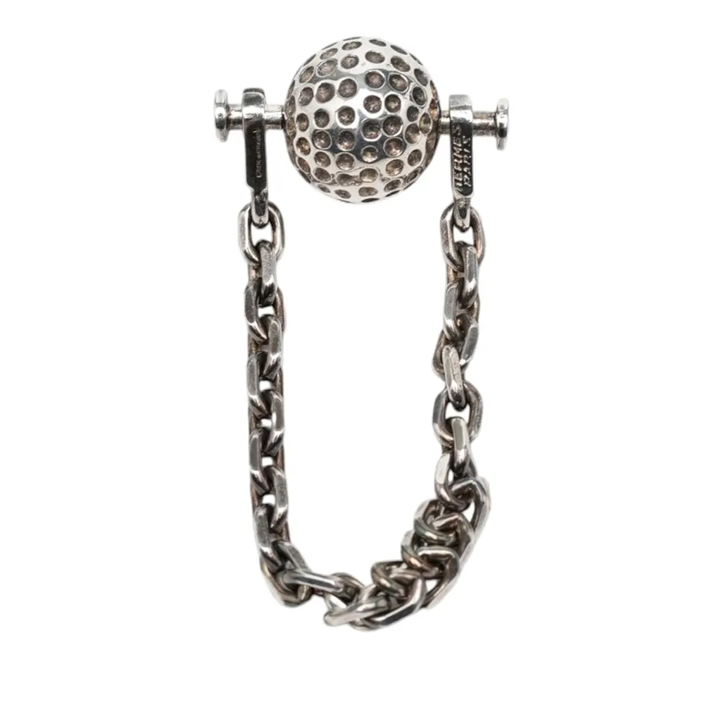 Hermès Sterling Silver Golf Ball Key Chain Silver Metal Very good - Front View