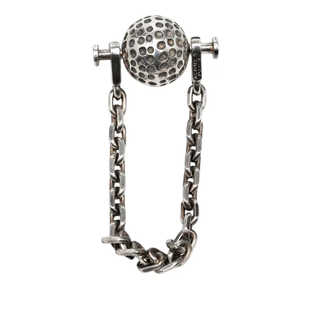 Hermès Sterling Silver Golf Ball Key Chain Silver Metal Very good - Back View
