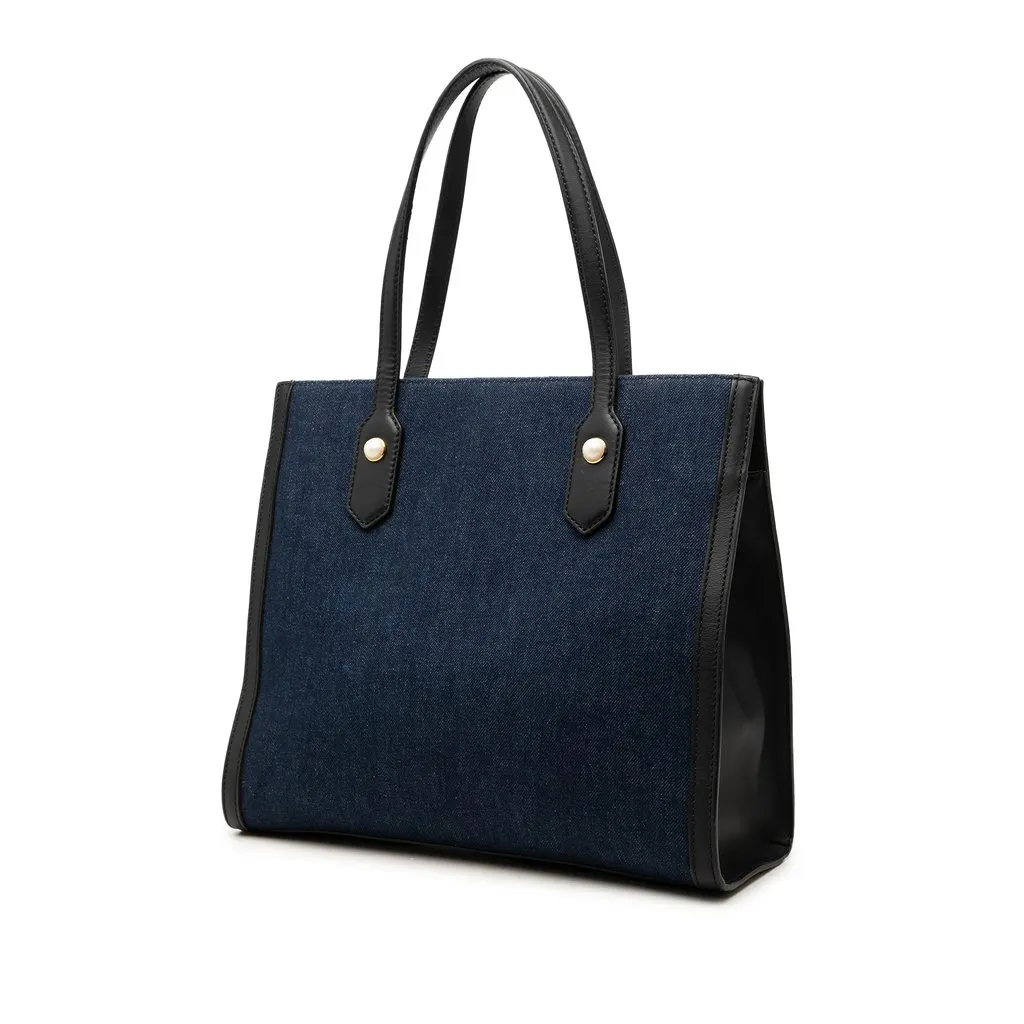 Gucci Denim Embroidered Tiger Tote Blue Very good - Back View