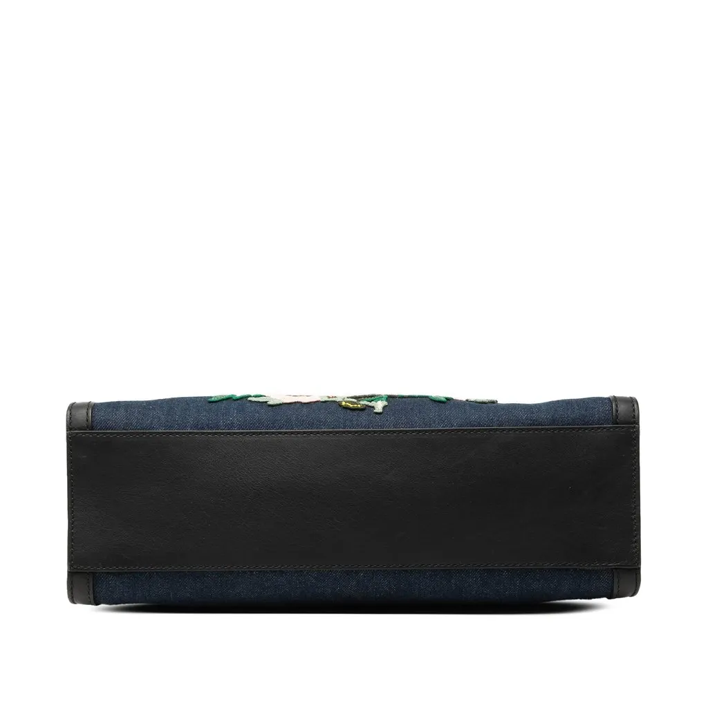 Gucci Denim Embroidered Tiger Tote Blue Very good - Inside View