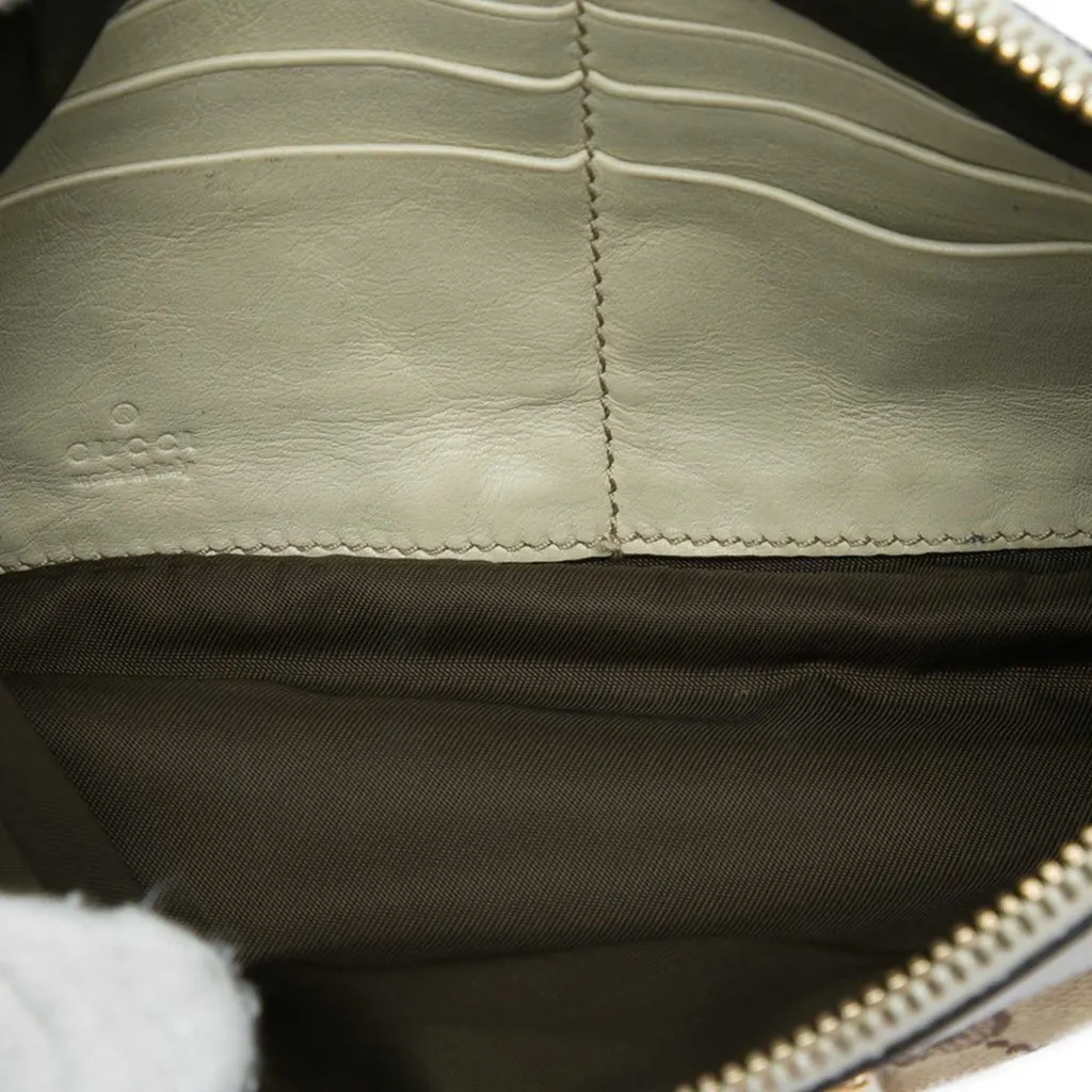 Gucci GG Canvas Abbey D Ring Wristlet Pouch Beige Very good - Model View