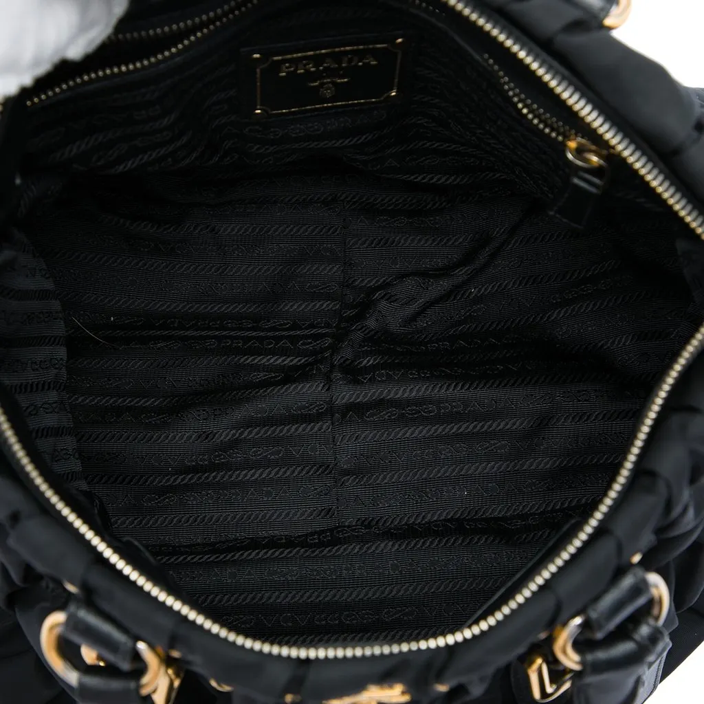 Prada Tessuto Gaufre Satchel Black Very good - Model View