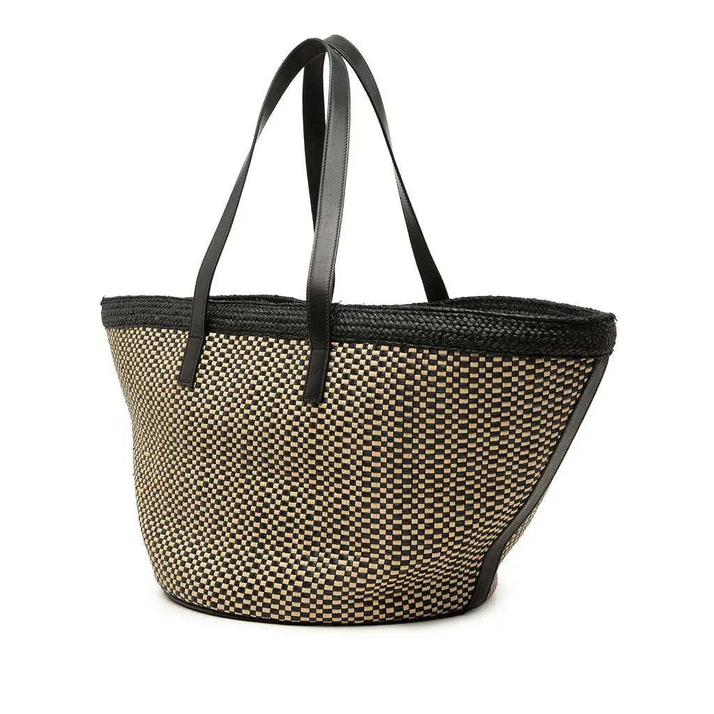 Saint Laurent Medium Raffia Panier Basket Shopper Tote Beige Very good - Back View