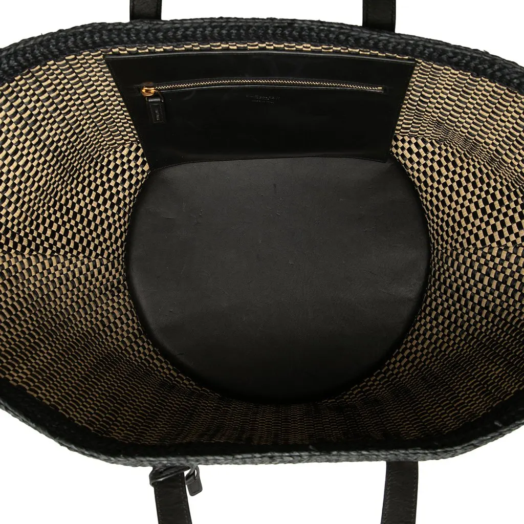 Saint Laurent Medium Raffia Panier Basket Shopper Tote Beige Very good - Model View