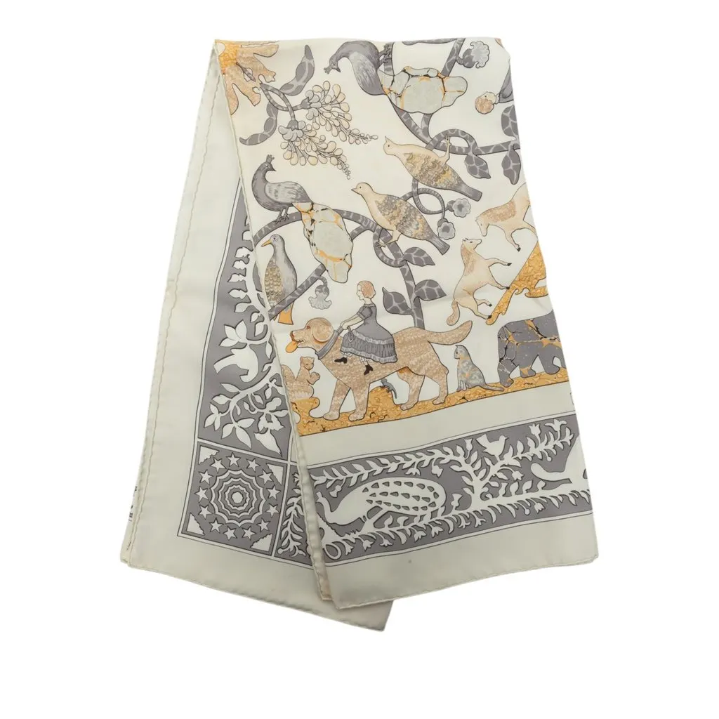Hermès Early America Silk Scarf 90 Beige Silk Very good - Front View