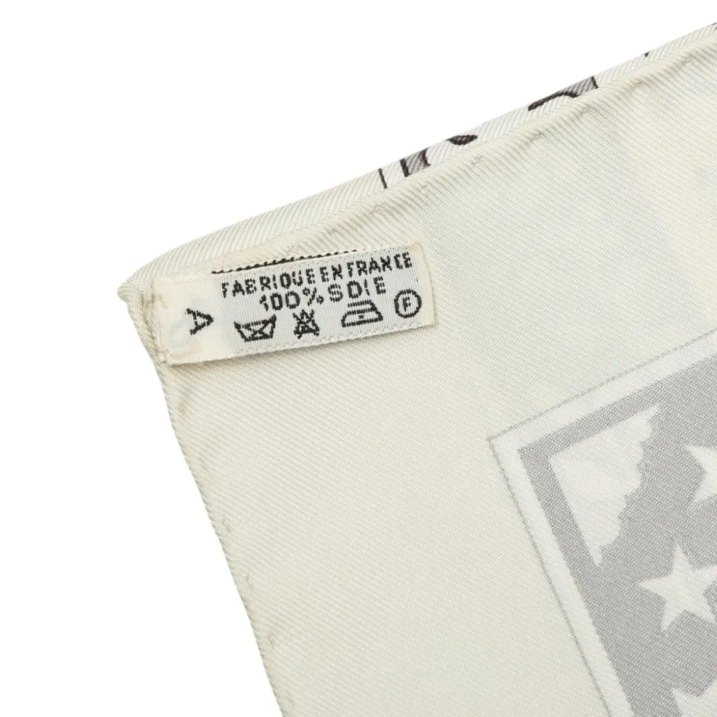Hermès Early America Silk Scarf 90 Beige Silk Very good - Back View