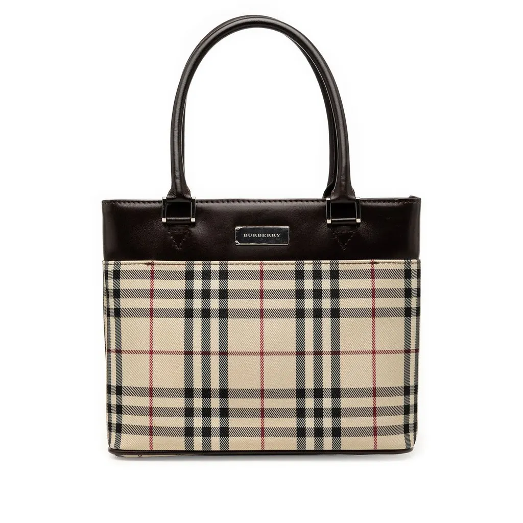 Burberry House Check Canvas Handbag Beige Very good - Front View