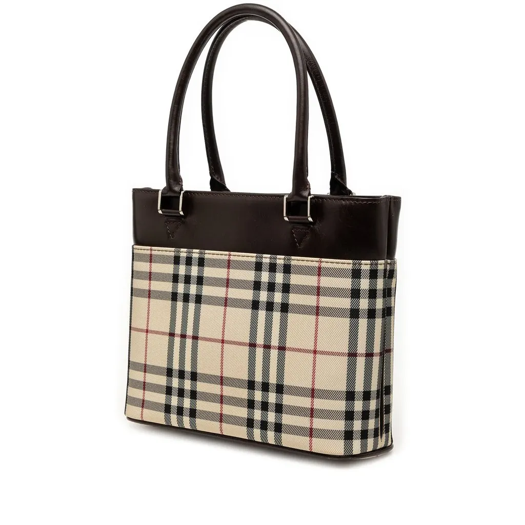 Burberry House Check Canvas Handbag Beige Very good - Back View