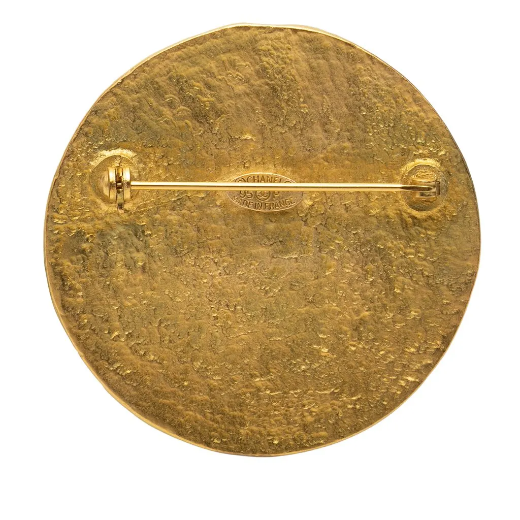 Chanel CC Gold Plated Round Brooch Gold Metal Very good - Back View