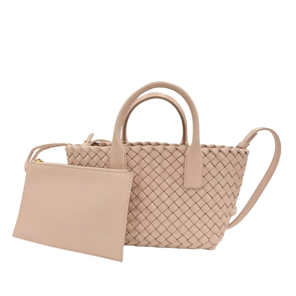 Bottega Veneta Mini Lambskin Intreccio Cabat Tote