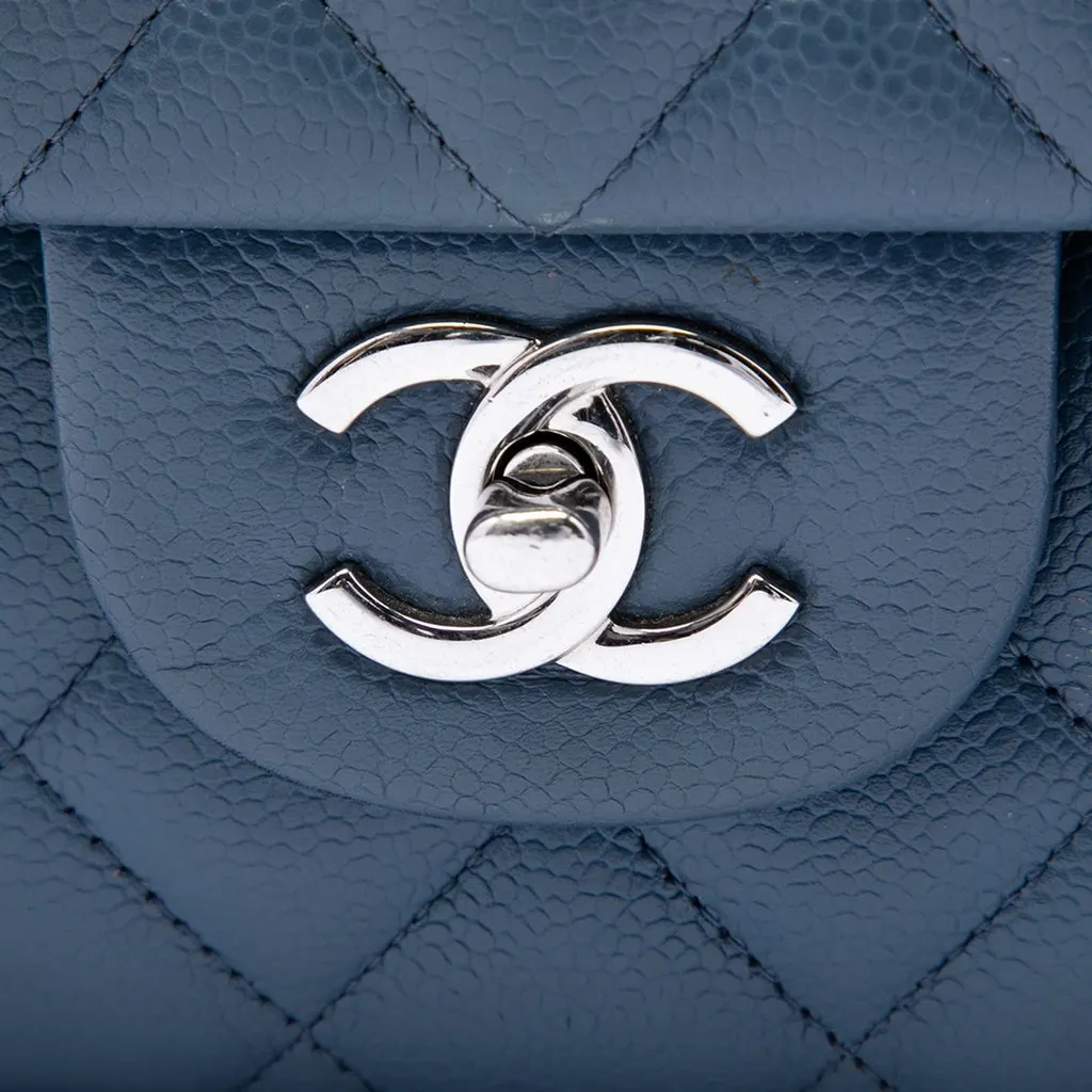 Chanel Jumbo Classic Caviar Double Flap Blue Leather Very good - Box View