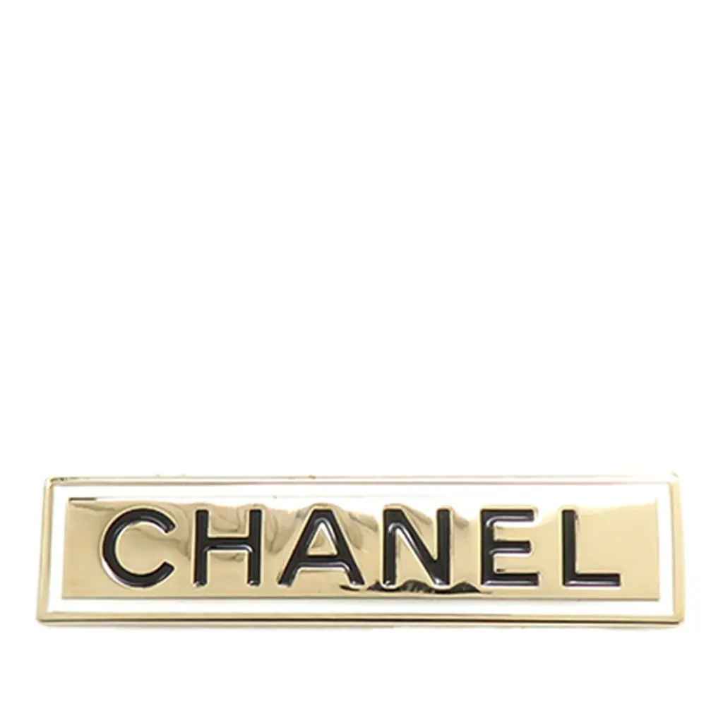 Chanel Gold Plated Logo Plate Brooch Gold Metal Very good - Front View