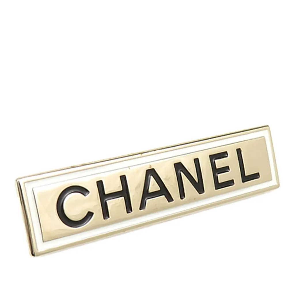 Chanel Gold Plated Logo Plate Brooch Gold Metal Very good - Back View