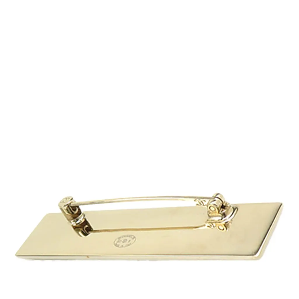 Chanel Gold Plated Logo Plate Brooch Gold Metal Very good - Box View