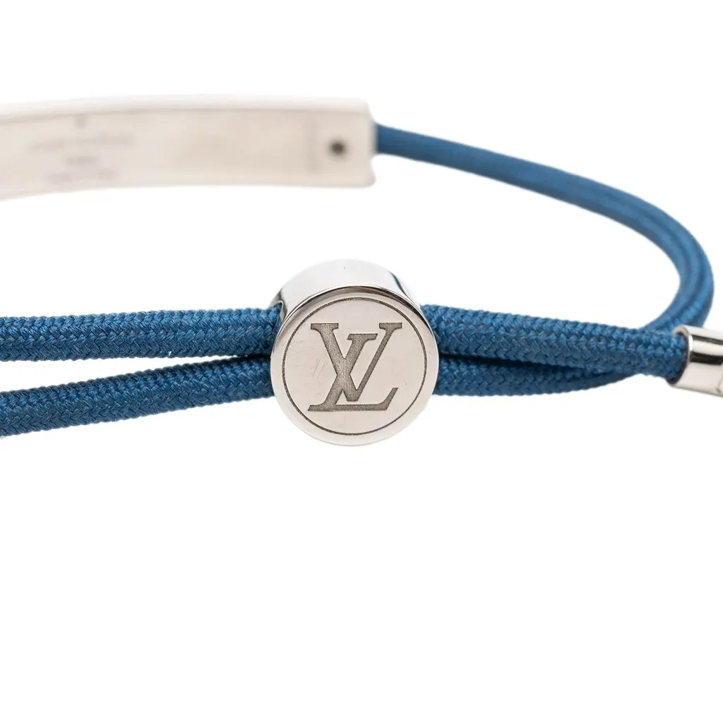 Louis Vuitton Nylon and Brass LV Space Bracelet Blue Very good - Model View