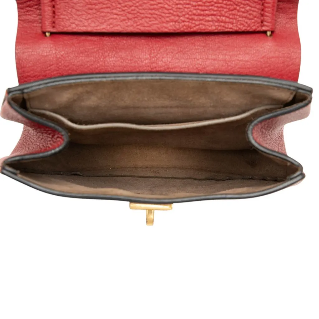 Chloé Small Smooth and Grained Calfskin Drew Crossbody Red Leather Very good - Model View
