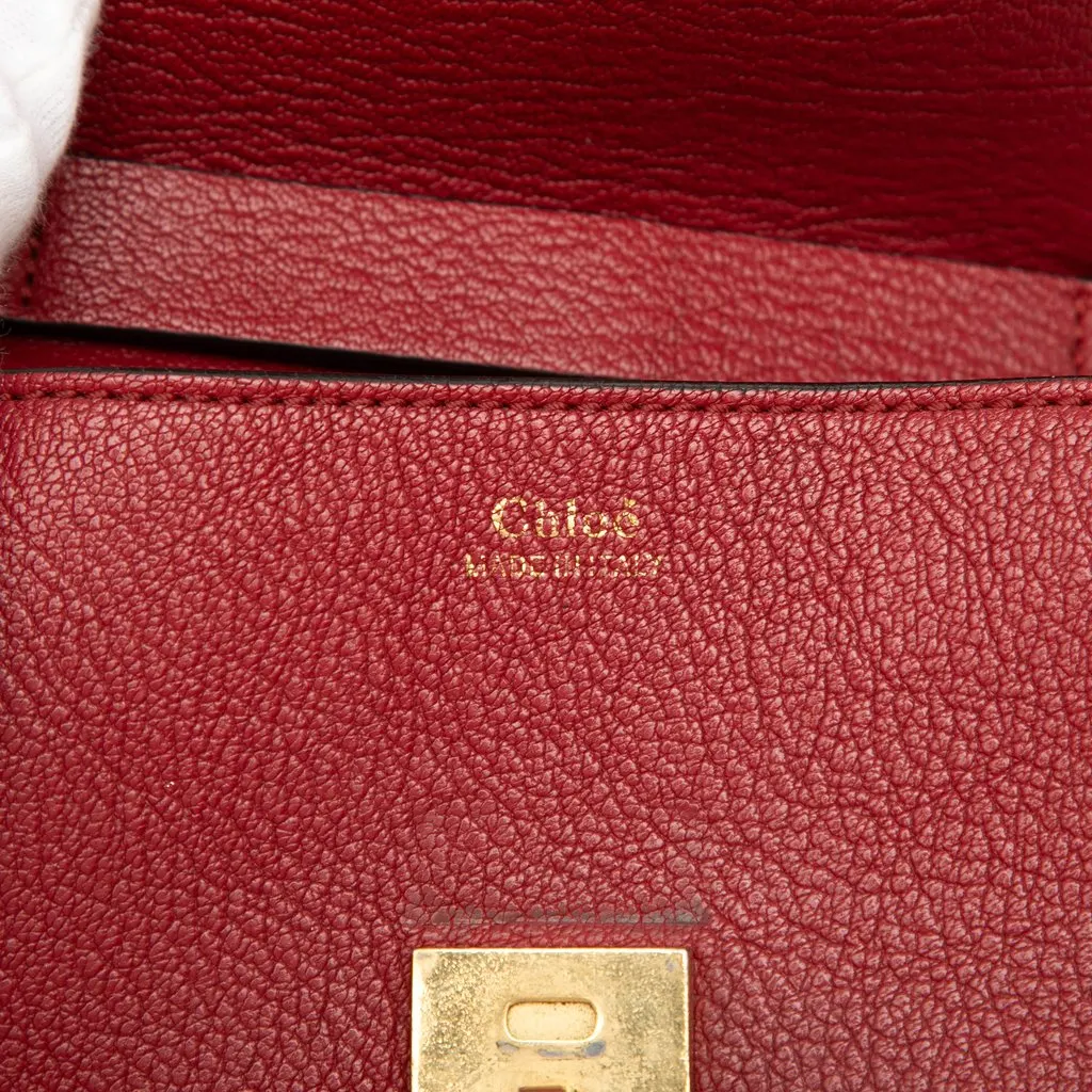Chloé Small Smooth and Grained Calfskin Drew Crossbody Red Leather Very good - Box View