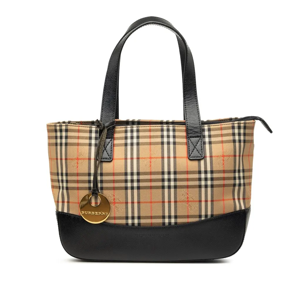 Burberry Haymarket Check Canvas Tote Beige Canvas Very good - Front View