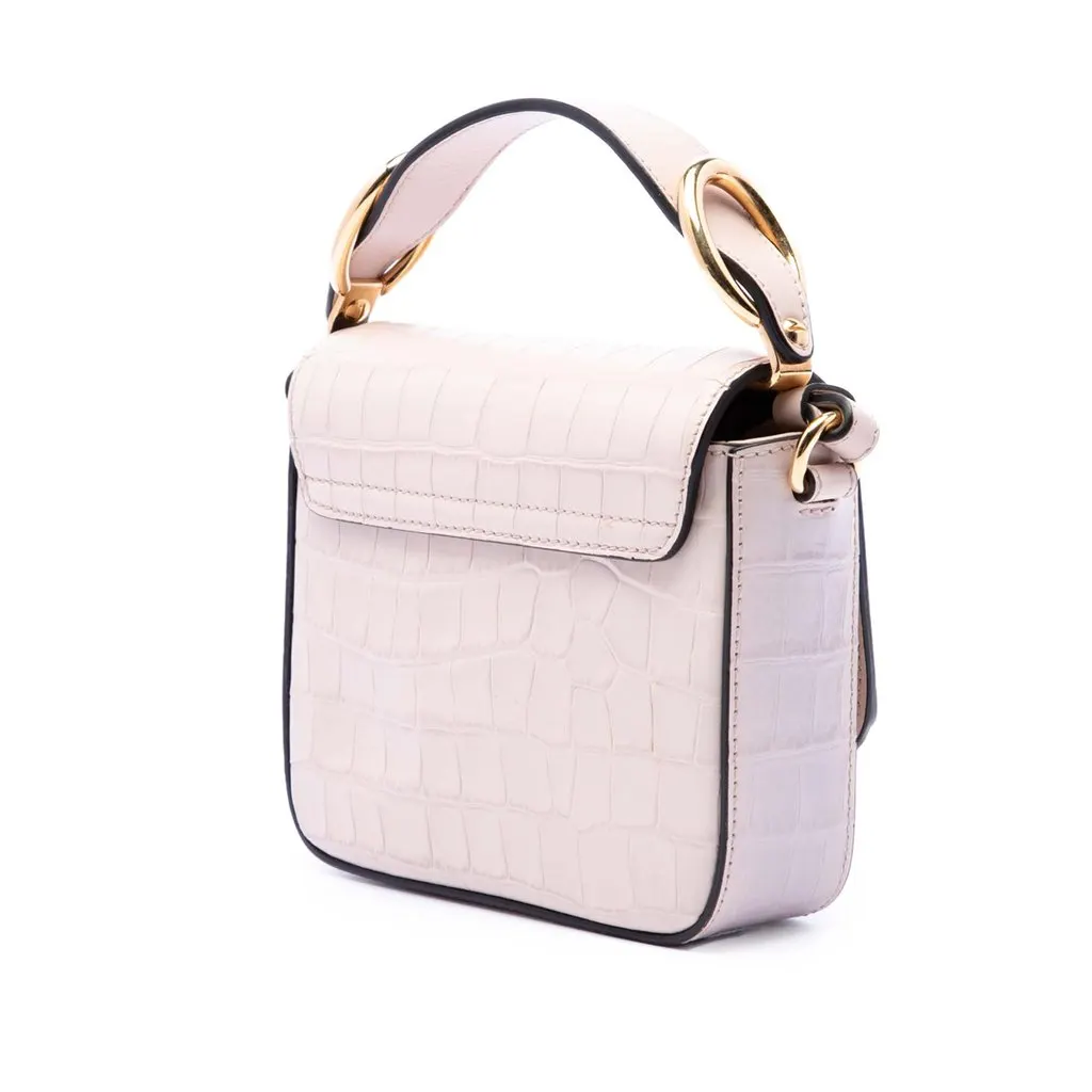 Chloé Mini Croc Embossed Calfskin C Satchel Pink Leather Very good - Back View