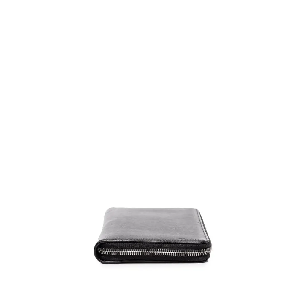 Prada Saffiano Zip Around Long Wallet Black Leather Good - Inside View