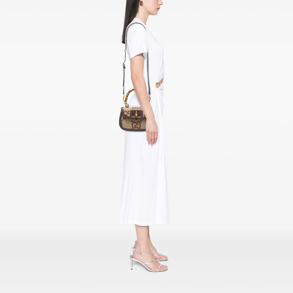 Gucci Small Jumbo GG Canvas Bamboo 1947 Top Handle Bag Beige Canvas Very good - Box View