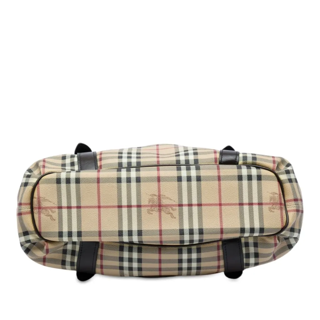 Burberry Large Haymarket Check Coated Canvas Northfield Satchel Beige Very good - Inside View