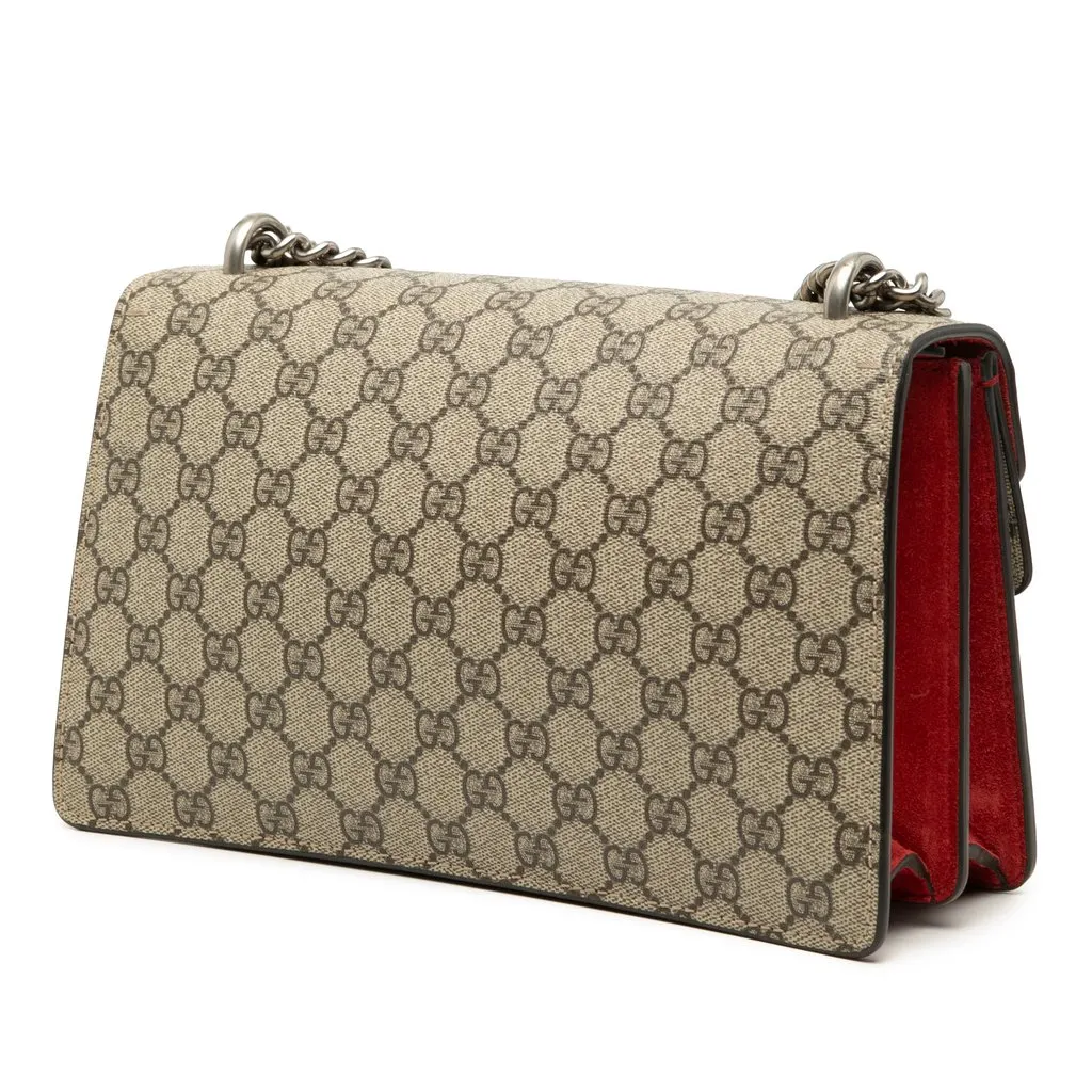 Gucci Medium GG Supreme Dionysus Shoulder Bag Beige Canvas Very good - Back View