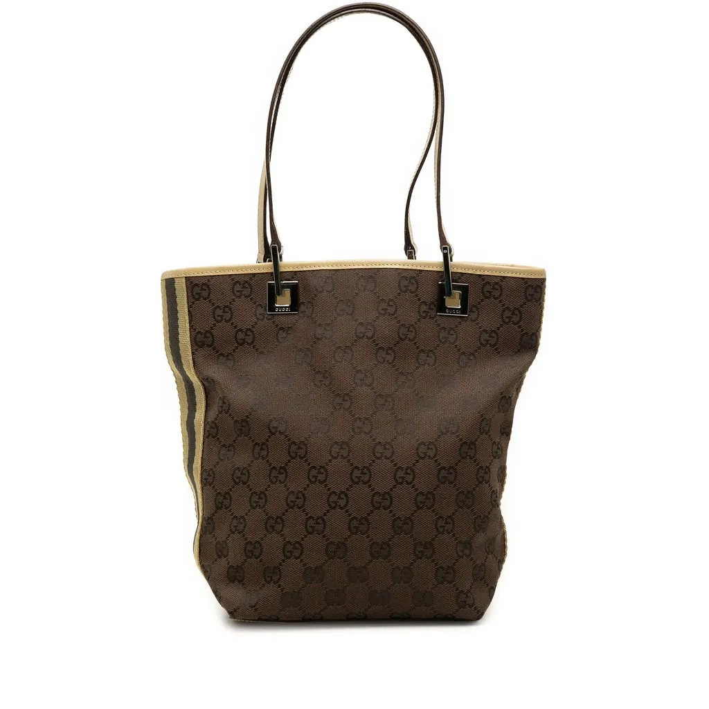 Gucci GG Canvas Web Shoulder Bag Brown Very good - Front View