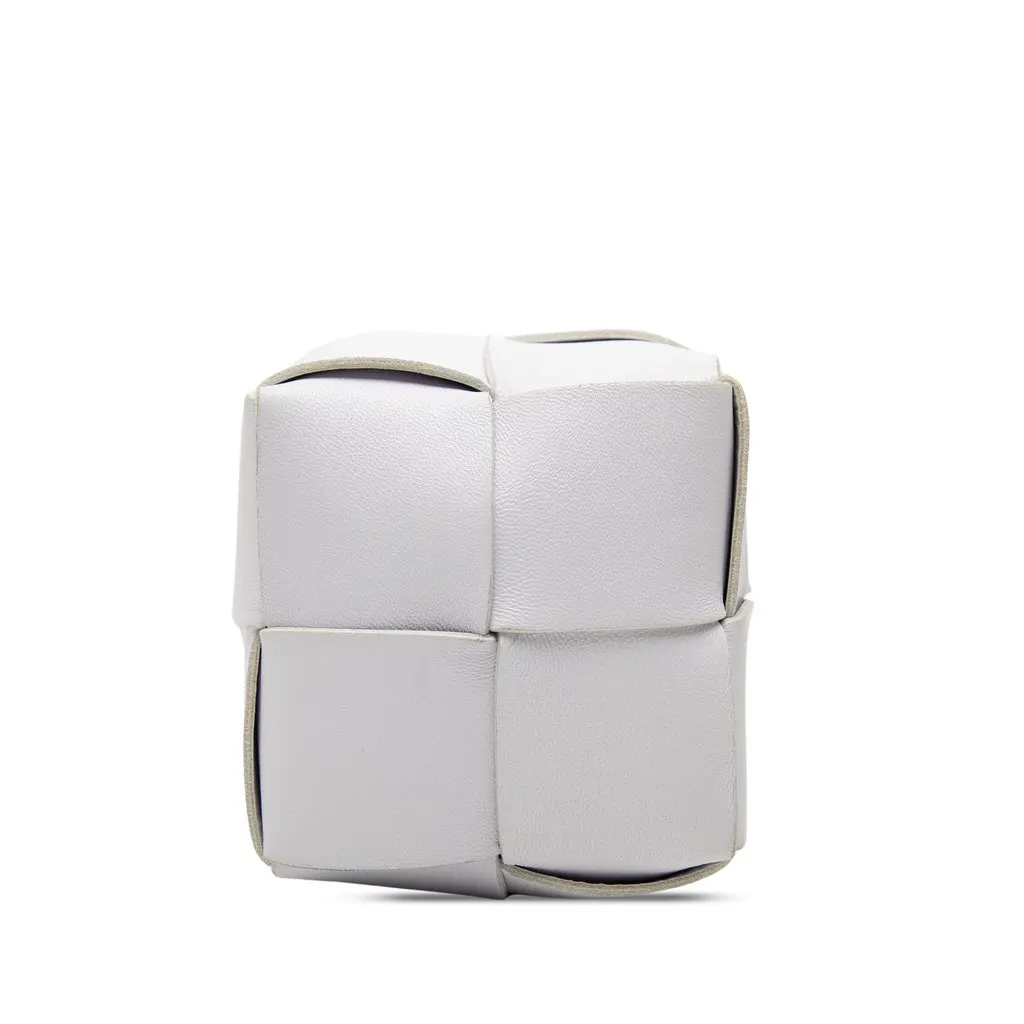 Bottega Veneta Mini Nappa Maxi Intrecciato Cassette Bucket Bag White Leather Very good - Inside View