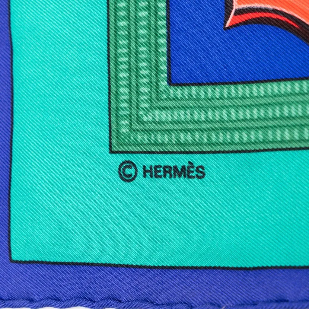 Hermès Hommage a lAmtie Franco Hellenique Silk Scarf 90 Green Silk Very good - Inside View
