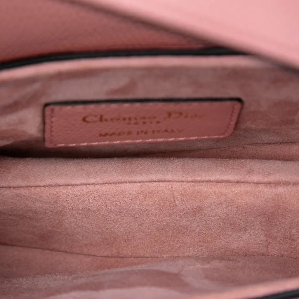Dior Mini Grained Calfskin Saddle Bag Pink Leather Very good - Model View