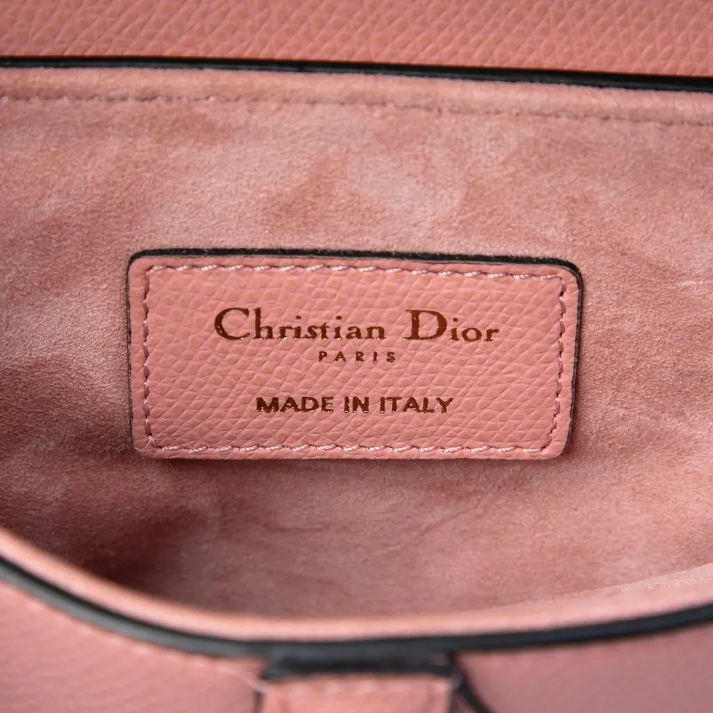 Dior Mini Grained Calfskin Saddle Bag Pink Leather Very good - Box View