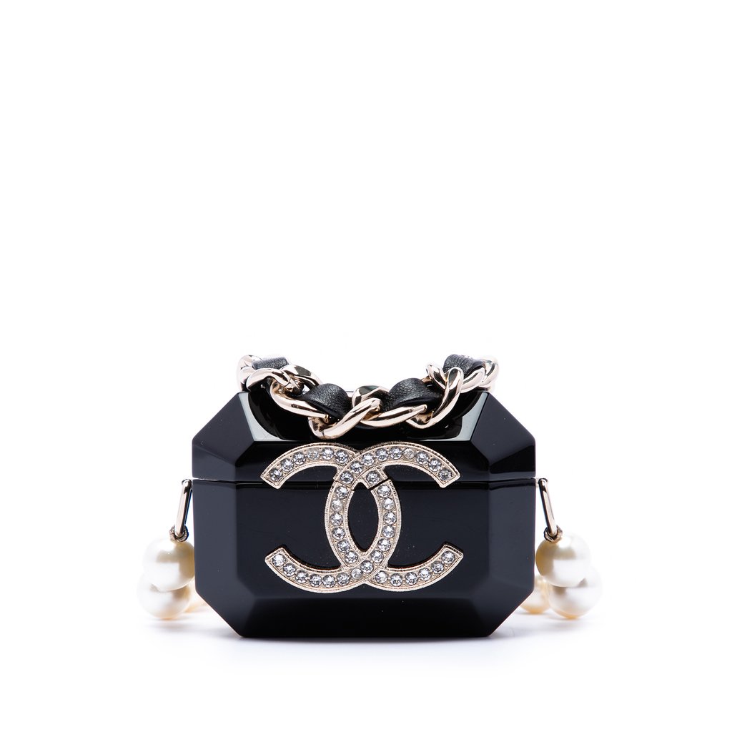 Chanel CC Resin Crystal Faux Pearl Airpods Pro Holder Neckla