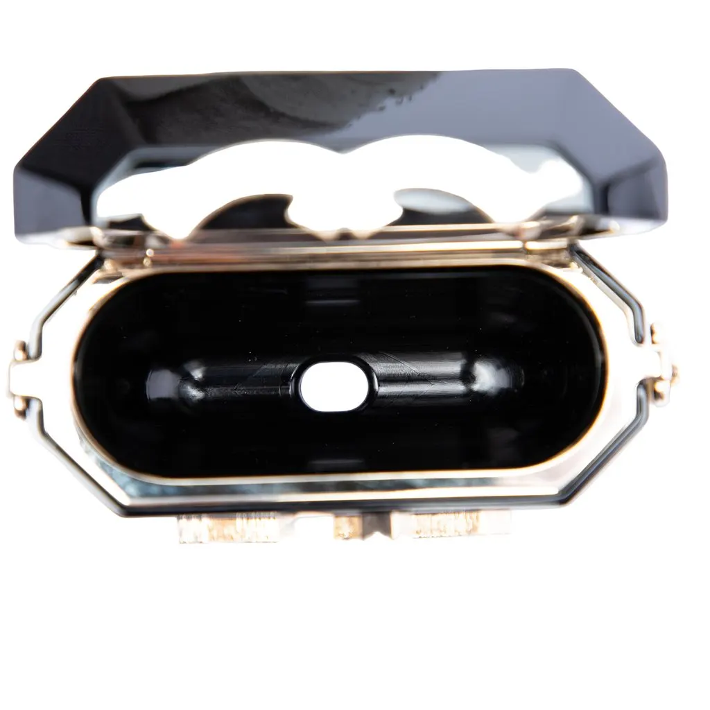 Chanel CC Resin Crystal Faux Pearl Airpods Pro Holder Necklace Bag Black Plastic Very good - Model View