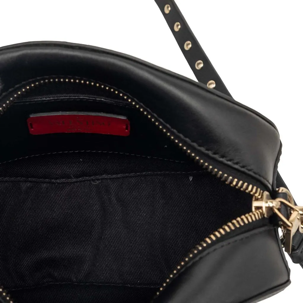 Valentino Calfskin Rockstud VLTN Oval Crossbody Black Leather Very good - Model View