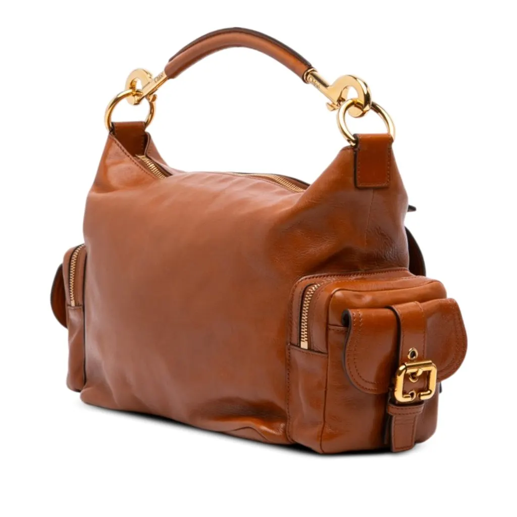 Chloé Medium Shiny Calfskin Camera Bag Brown Leather Very good - Back View