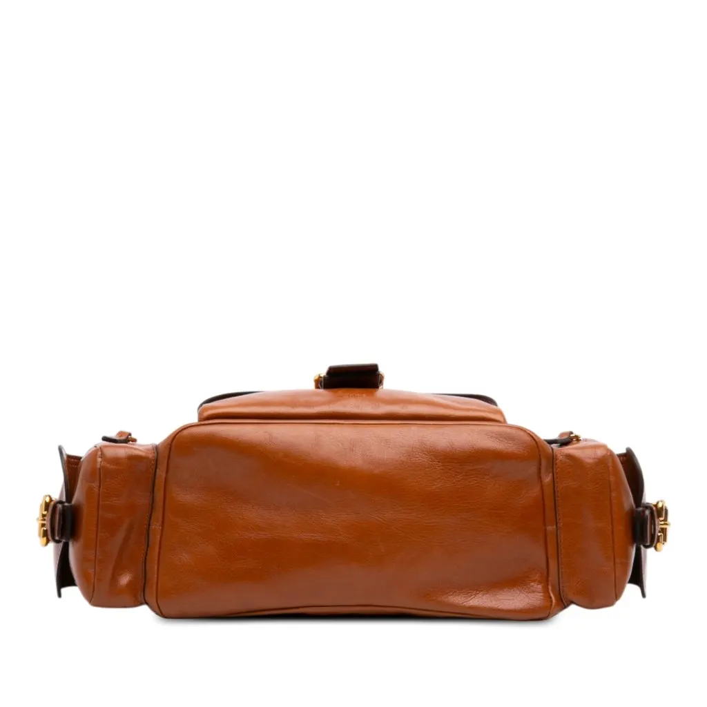 Chloé Medium Shiny Calfskin Camera Bag Brown Leather Very good - Inside View