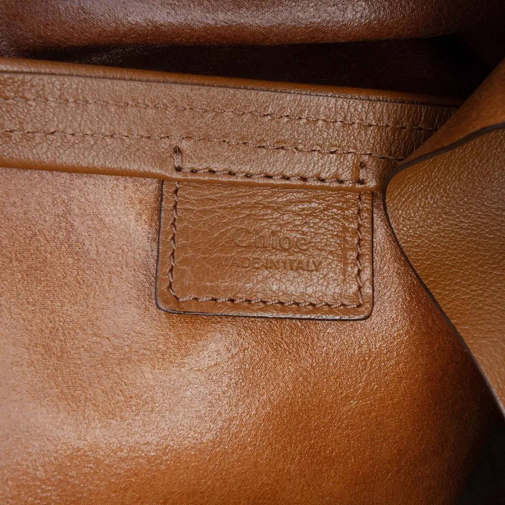 Chloé Suede and Grained Buffalo Leather Spin Tote Brown Leather Very good - Box View