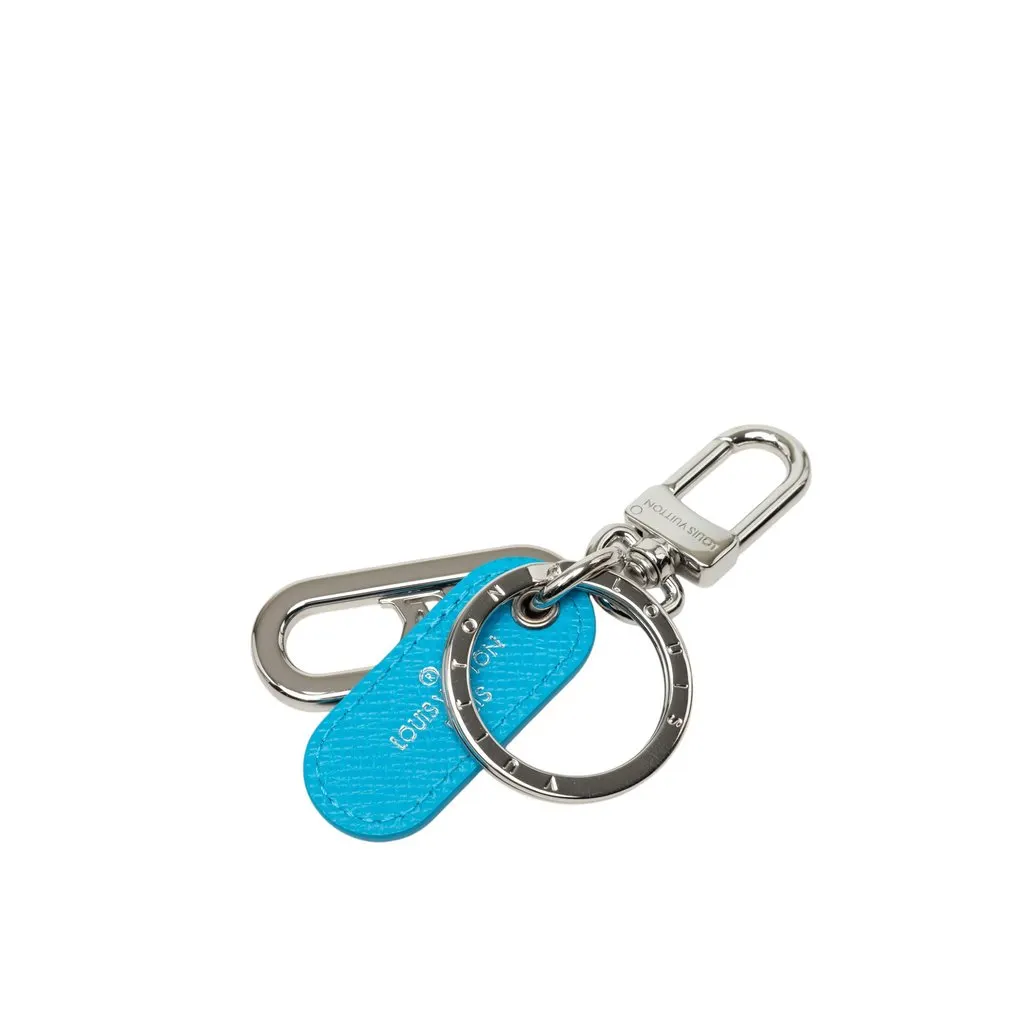 Louis Vuitton Brass LV Signature Bag Charm and Key Holder Silver Metal Very good - Back View