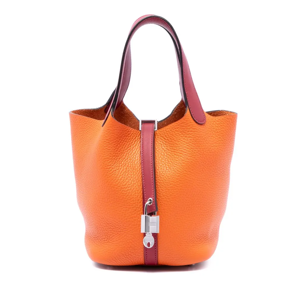 Hermès Bicolor Clemence and Swift Picotin Lock 18 Orange Leather Very good - Front View