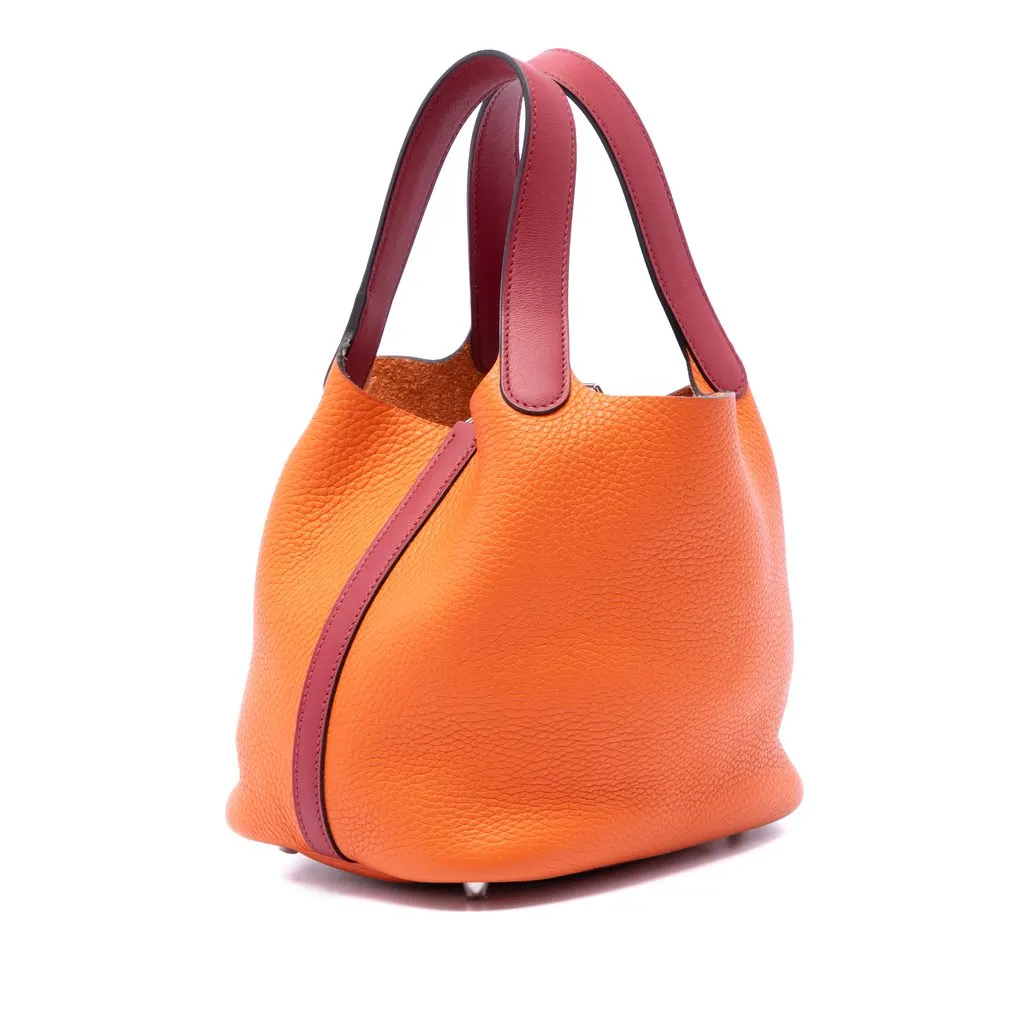 Hermès Bicolor Clemence and Swift Picotin Lock 18 Orange Leather Very good - Back View