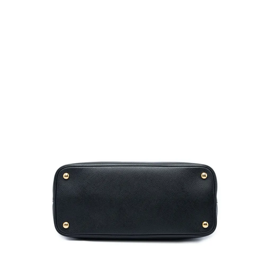 Prada Medium Saffiano Cuir Double Satchel Black Leather Very good - Inside View