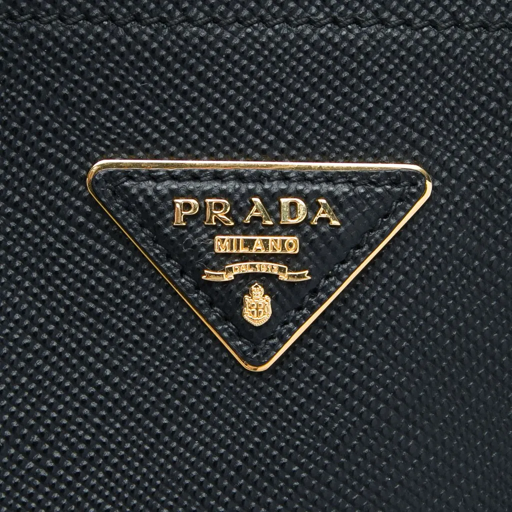 Prada Medium Saffiano Cuir Double Satchel Black Leather Very good - Box View