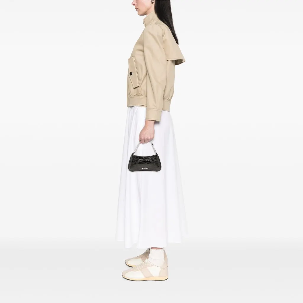 Jacquemus Croc Embossed Leather Le Petit Bisou Chain Shoulder Bag Black Leather Very good - Box View