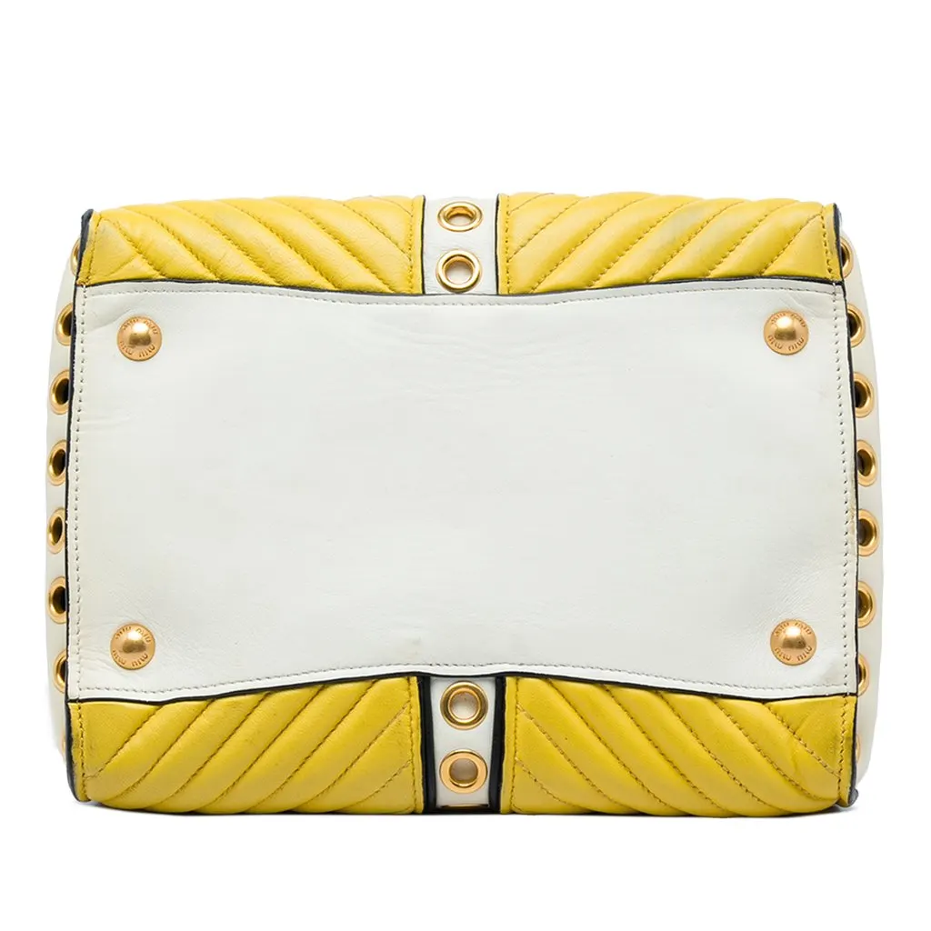 Miu Miu Small Tricolor Nappa Grommet Biker Satchel White Leather Very good - Inside View